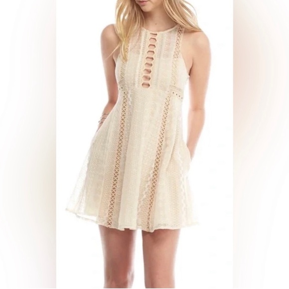 Free People Wherever You Go Mini Dress Ivory Size 4 - Picture 4 of 11